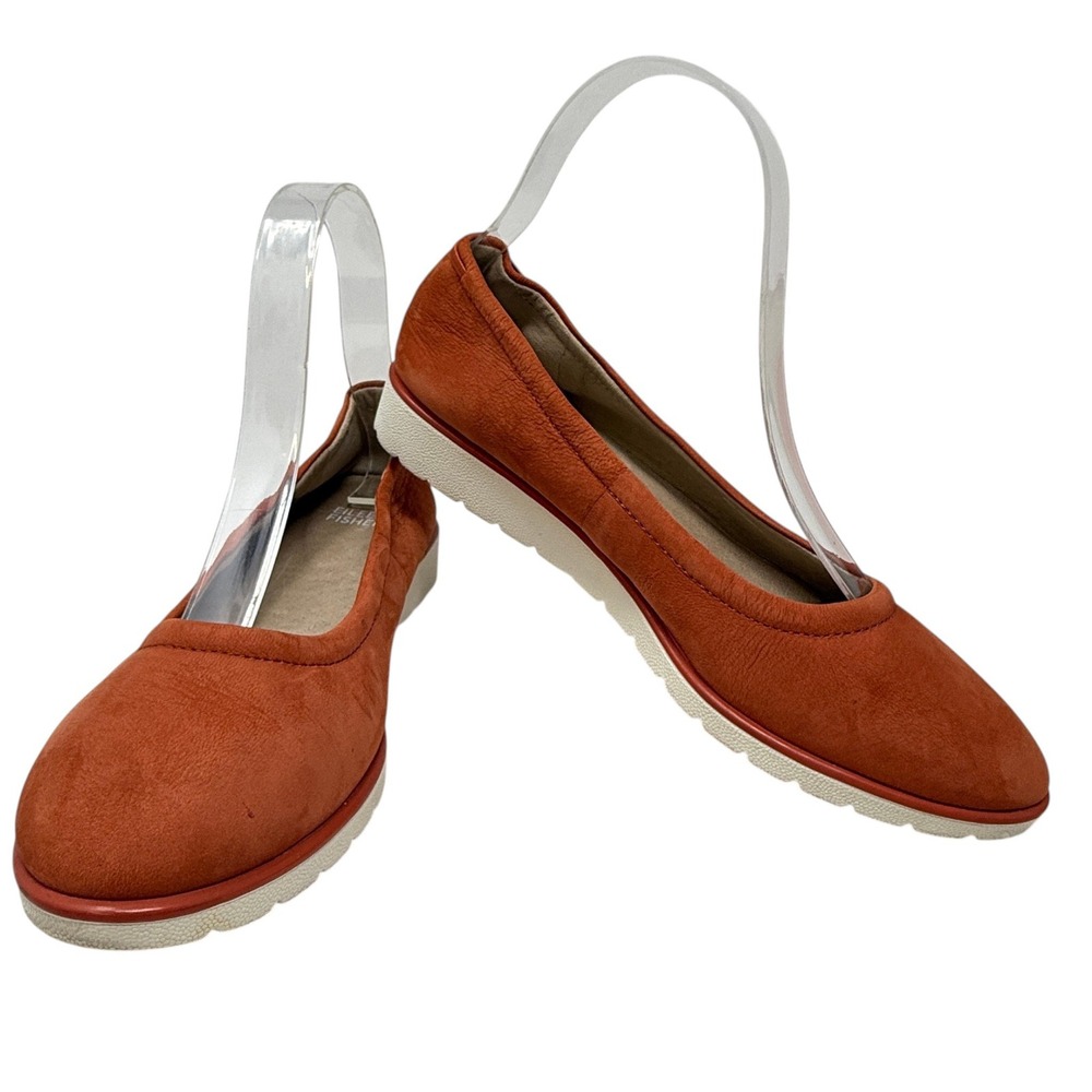 Eileen Fisher Womens Nubuck Leather Flats Burnt Orange Slip On‎ 7.5